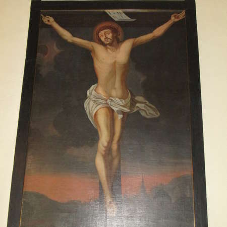 Bild vergrößern: Gemälde des gekreuzigten, aber noch lebendem Christus in St. Andreas Sottrum