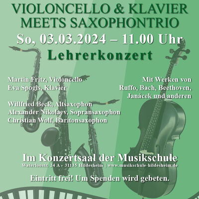 Interner Link: Zur Veranstaltung Violoncello & Klavier meets Saxophontrio - Lehrerkonzert