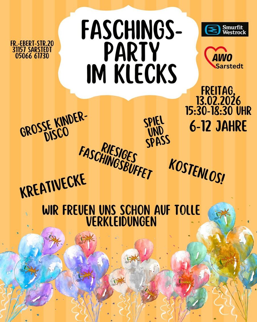 Interner Link: Zur Veranstaltung Faschingsparty im JUZ Klecks